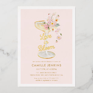 Elegant Love in Bloom Bridal Brunch Foil Invitation