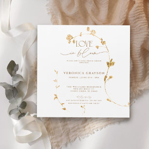 Elegant Love In Bloom Gold Floral Bridal Shower Magnetic Invitation