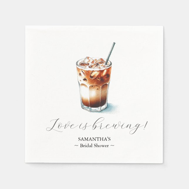 Elegant Love is Brewing Bridal Shower Napkins (Front)