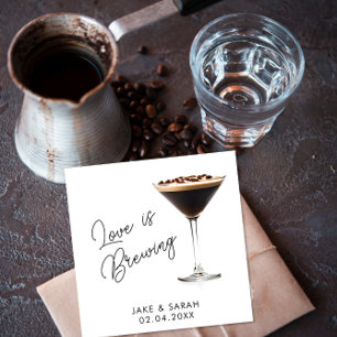 Elegant "Love is Brewing" Espresso Martini Theme Napkins