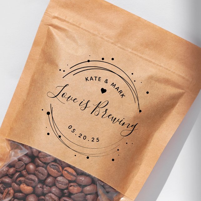 Elegant Love is Brewing Wedding Coffee Favor Self-inking Stamp (Creator Uploaded)