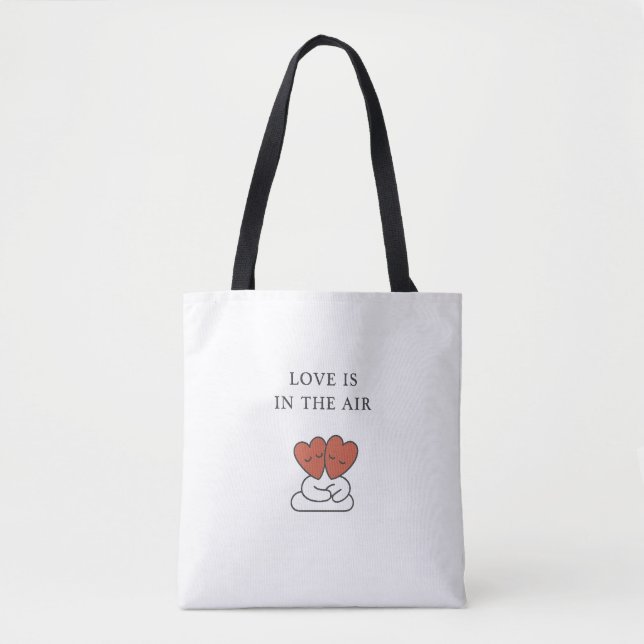 Elegant “Love is in the Air” Hugging Hearts Tote  (Front)