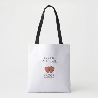 Elegant “Love is in the Air” Hugging Hearts Tote Bag