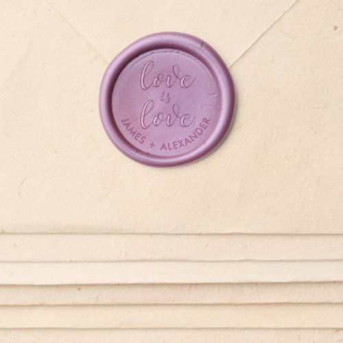 Elegant Love Is Love Couples Names Wax Seal Sticker