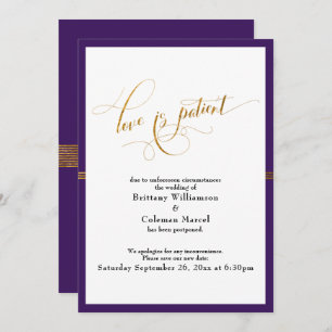 Elegant Love is Patient Purple & Gold Stripe Card