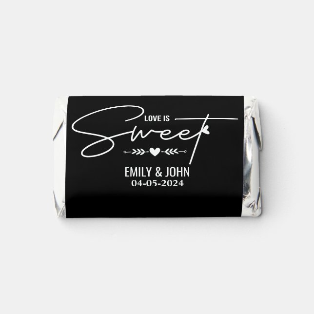 Elegant Love Is Sweet Calligraphy Black & White Hershey's Miniatures (Front)
