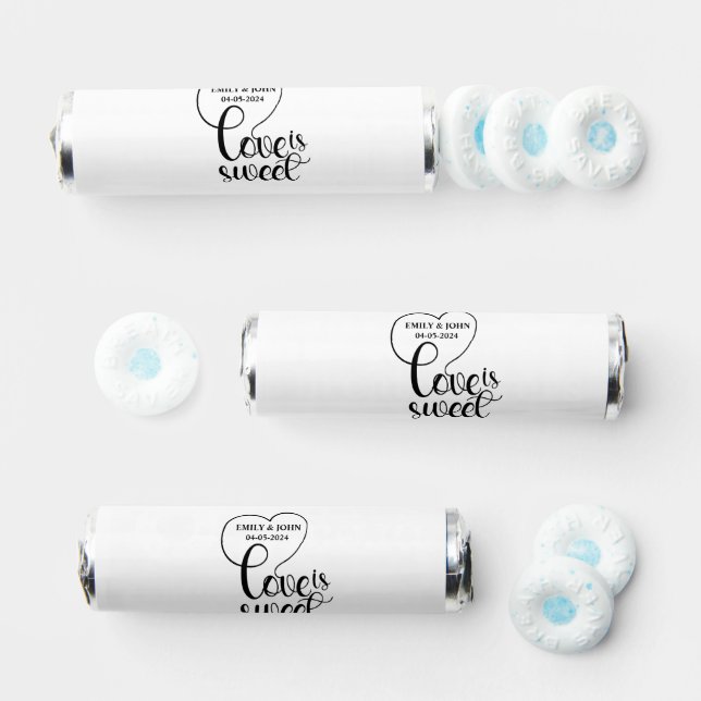 Elegant Love Is Sweet calligraphy Heart  Breath Savers® Mints (Assorted)