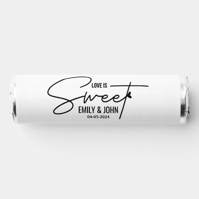 Elegant Love Is Sweet calligraphy Heart  Breath Savers® Mints (Front)
