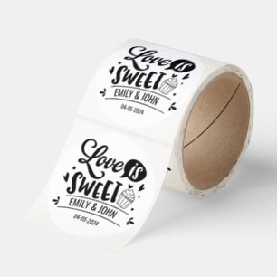 Elegant Love Is Sweet calligraphy Heart Classic Round Sticker