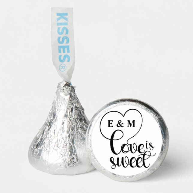 Elegant Love Is Sweet calligraphy Heart  Hershey®'s Kisses® (Front)