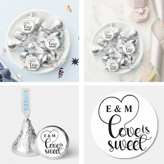 Elegant Love Is Sweet calligraphy Heart  Hershey®'s Kisses® (Elegant Love Is Sweet calligraphy Heart favors ideas wedding party monogram love romantic heart)