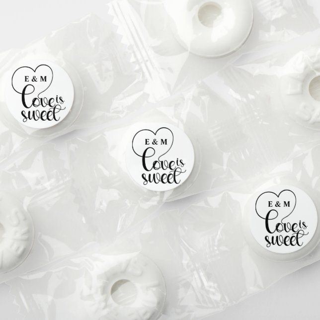 Elegant Love Is Sweet calligraphy Heart  Life Saver® Mints (Assorted)