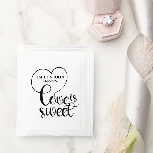 Elegant Love Is Sweet calligraphy Heart  Tea Bag Drink Mix