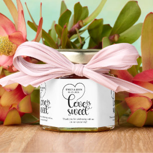 Elegant Love Is Sweet calligraphy Heart Wedding Honey Jar Favors