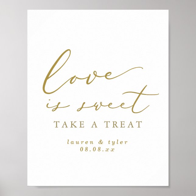 Elegant Love is Sweet Gold Personalized Sign (Front)