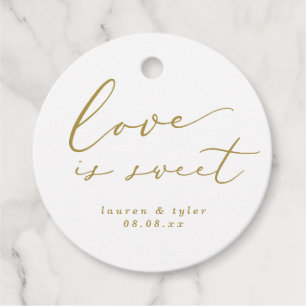 Elegant Love is Sweet Gold Script Wedding Favor Tags
