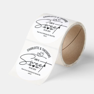 Elegant Love Is Sweet Heart Calligraphy Wedding Classic Round Sticker