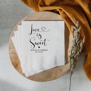 Elegant Love is Sweet Heart Wedding Napkins