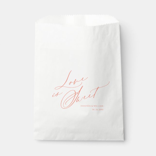 Elegant "Love is Sweet" Wedding Favor Bags (Front)