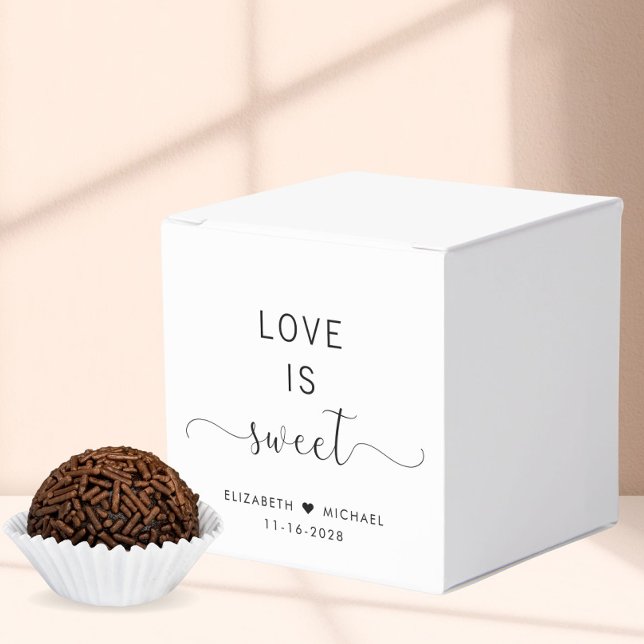 Elegant Love Is Sweet Wedding Favor Boxes (Creator Uploaded)