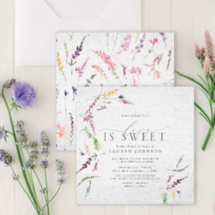 Elegant Love Is Sweet Wildflower Watercolor Shower Invitation