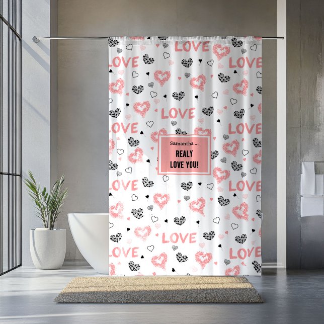 Elegant Love Lettering Heart Sketch Shower Curtain (Elegant Love Lettering Heart Sketch Shower Curtain)