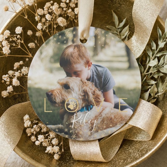 Elegant Love Minimal Pet Memorial Photo Keepsake Ornament (Elegant Love Minimal Pet Memorial Photo Keepsake Ornament)
