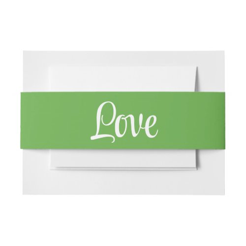 Elegant Love Minimalist Green Wedding Invitation Belly Band