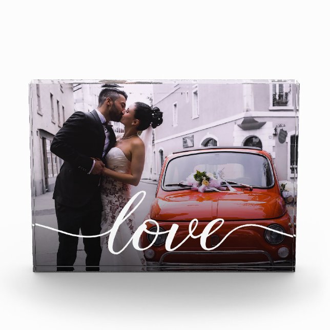 Elegant "Love" Personalized Wedding Photo Block (Front)
