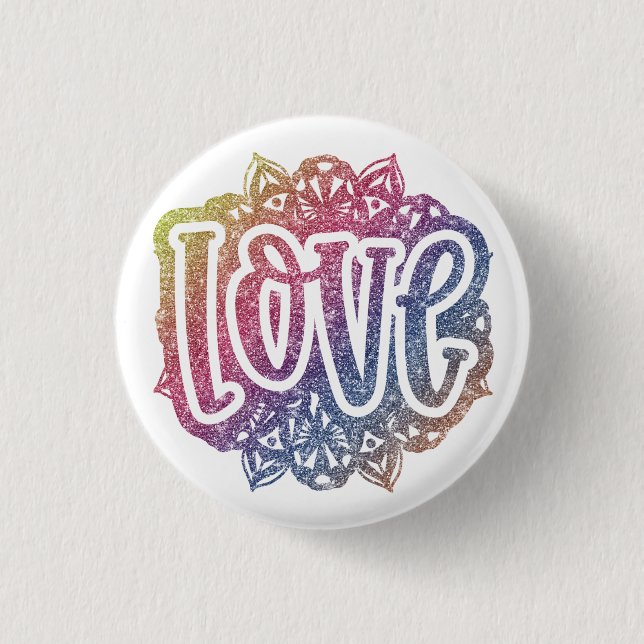 Elegant Love Quote Glitter Sparkle Romance Button (Front)