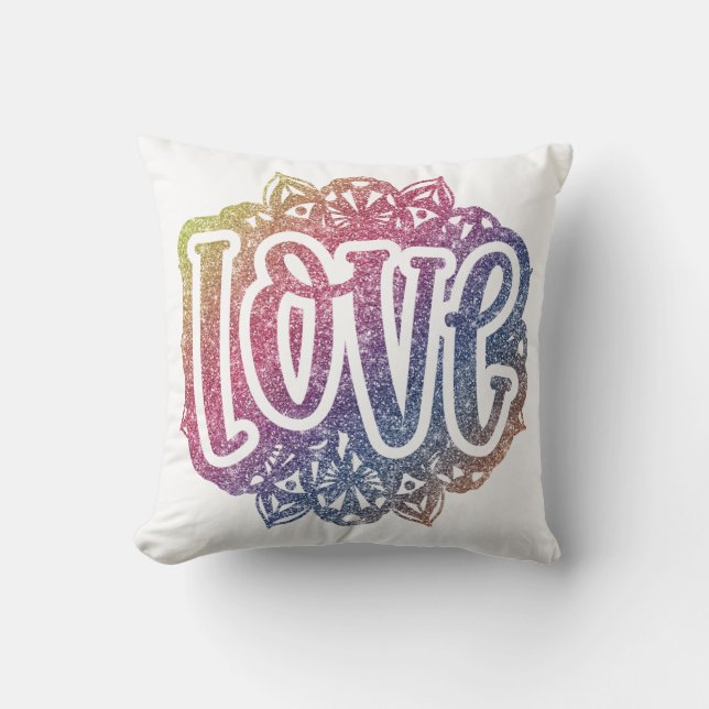 Elegant Love Quote Glitter Sparkle Romance Throw Pillow (Front)