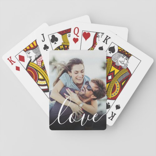 Elegant Love Script Couple Photo Playing Cards