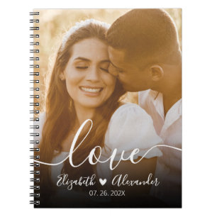 Elegant Love Script Photo Wedding Notebook