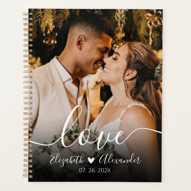 Elegant Love Script Photo Wedding Planner (Front)