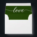 Elegant Love Script Return address Wedding green Envelope<br><div class="desc">Add an elegant and personalized touch to your wedding invitations with these custom return address envelopes. The dark green color and sophisticated design will leave a lasting impression on your guests. With the easy-to-use template, you can easily personalize the envelope with your return address and names. The elegant "love" script...</div>