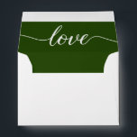 Elegant Love Script Return address Wedding green Envelope<br><div class="desc">Add an elegant and personalized touch to your wedding invitations with these custom return address envelopes. The dark green color and sophisticated design will leave a lasting impression on your guests. With the easy-to-use template, you can easily personalize the envelope with your return address and names. The elegant "love" script...</div>