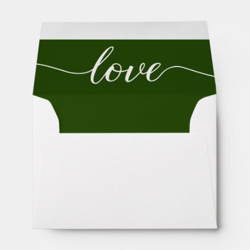 Elegant Love Script Return address Wedding green Envelope