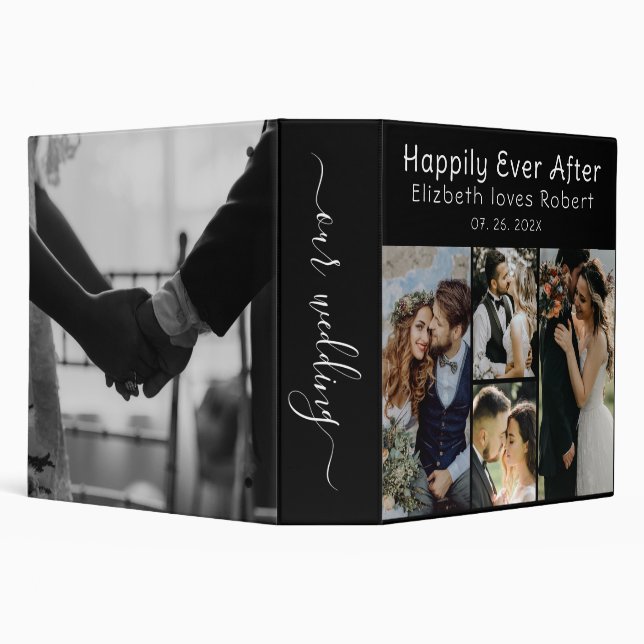 Elegant Love Script Wedding Photo Album 3 Ring Binder (Background)