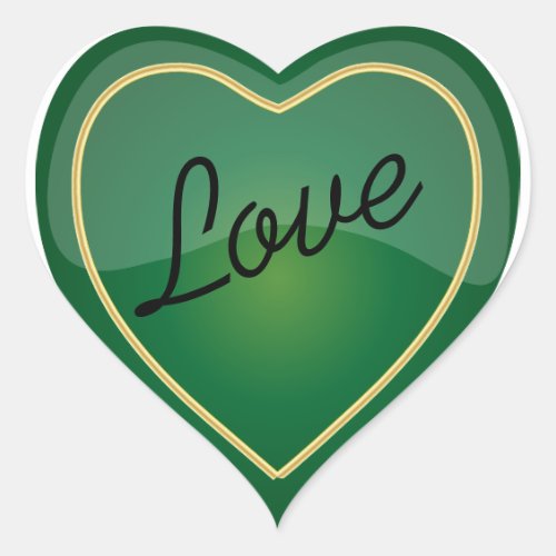 Elegant Love Shiny Bright Green Heart Heart Sticker
