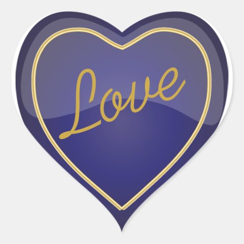 Elegant Love Shiny Navy Blue Heart Heart Sticker
