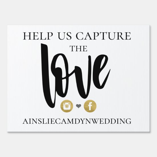 Elegant Love Social Media Wedding Lawn Sign