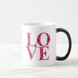 Elegant LOVE Square, Spring Pink Floral Lettering Color Morph Mug