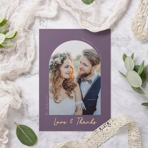 Elegant Love  Thanks Photo Wedding Thank You Card