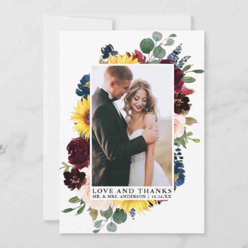 Elegant Love Thanks Watercolor Mixed Floral Thank You Card