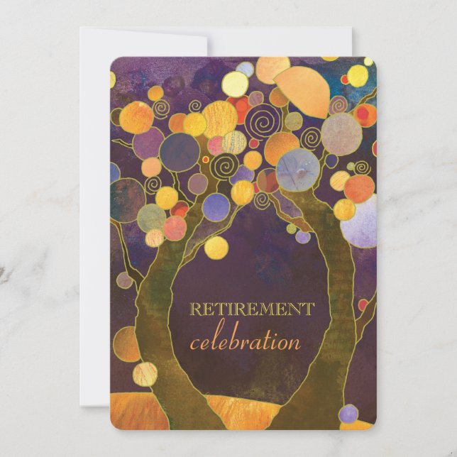 Elegant Love Trees Purple Retirement Party Invitation (Front)