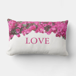 Elegant Love Tropical Flowers on White Lumbar Pillow