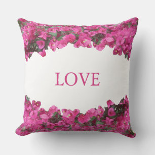 Elegant Love Tropical Flowers on White Throw Pillow