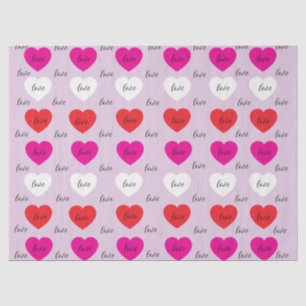 Elegant Love Typography and Hearts Pattern Tissue Paper