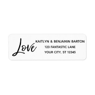Elegant "Love" Typography in Modern Handwriting Label
