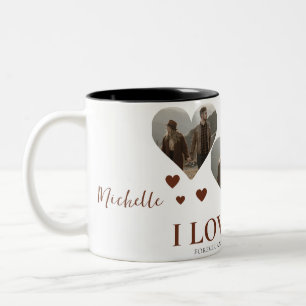 Elegant Love valentine's day couple 3 photo Name Two-Tone Coffee Mug